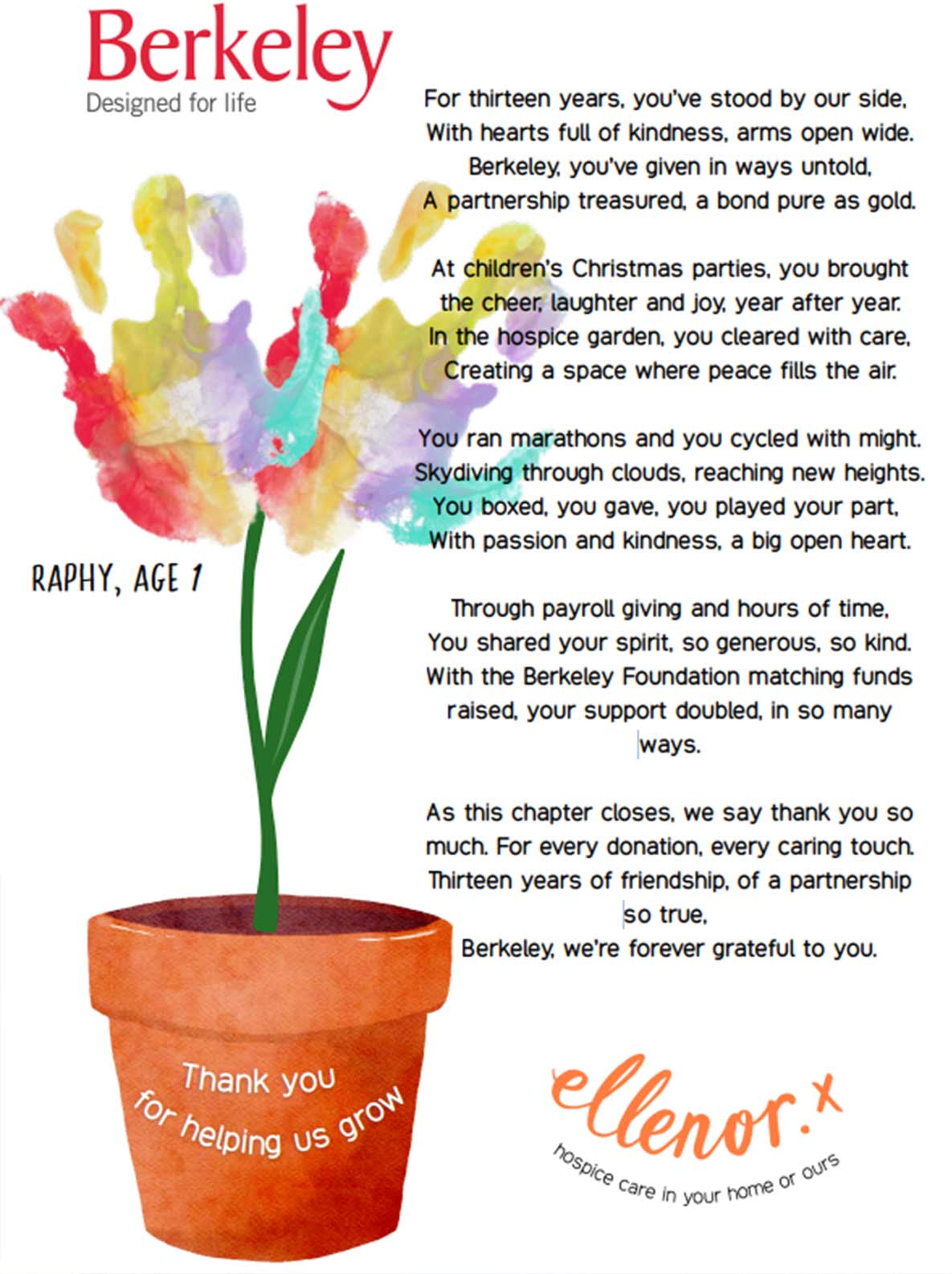 An image of some art done by a child at ellenors with a poem on top