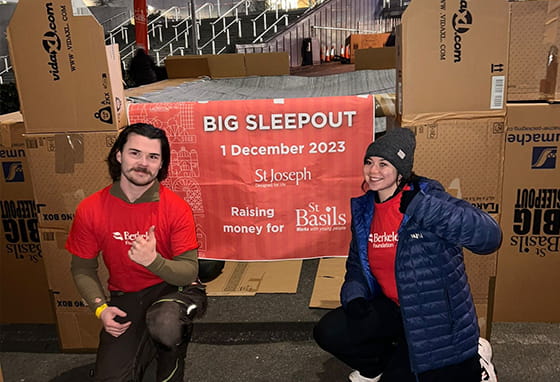 An image of St Joseph Volunteers at the Big Sleep Out in Birmingham
