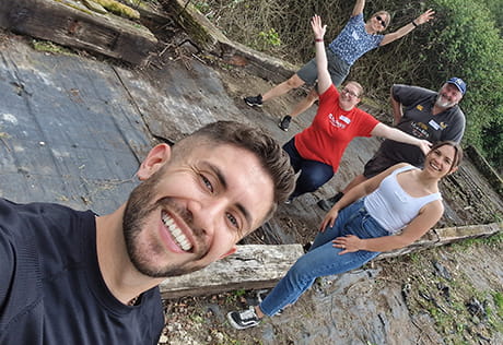 An image of volunteers having fun 