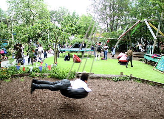 Image of children enjoying the facilities at the Triangle Adventure Playground