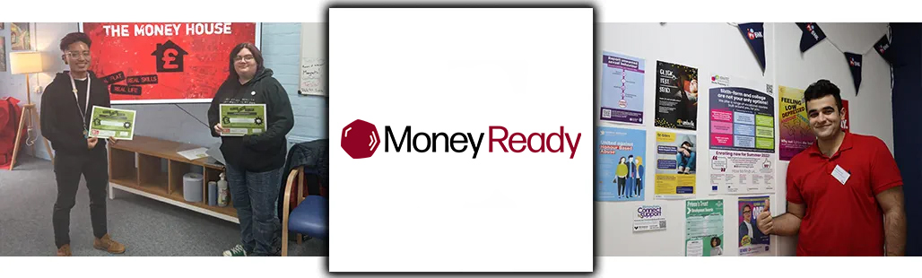 Images of people from Money Ready and the Money Ready Logo