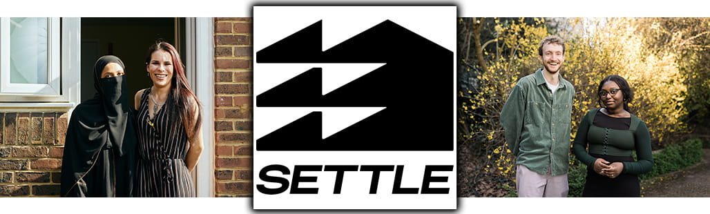 A montage of images of people from Settle with the Settle Logo in the middle
